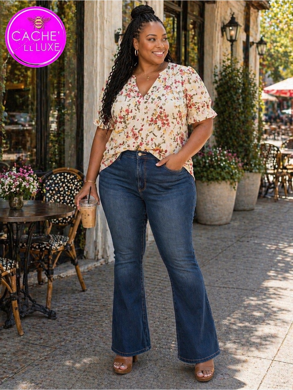 AVA & VIV Blue Flare Stretchy Jeans 18 NWT